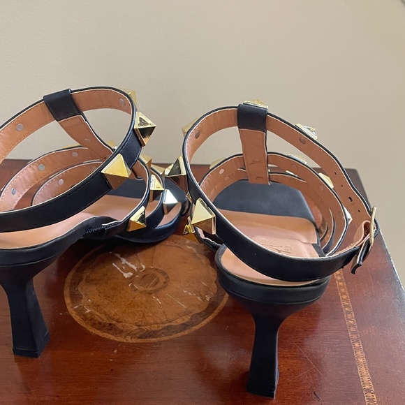 Rouge Helium Black Studded Strappy Heels - Picture 6 of 10